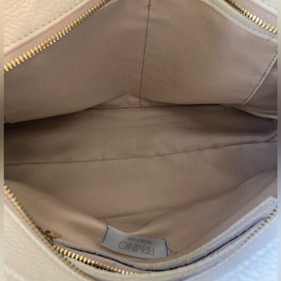 Firminio Silvia Handbag 100% Italian Leather Tassel Minimalist Ivory White Bag - Picture 5 of 10